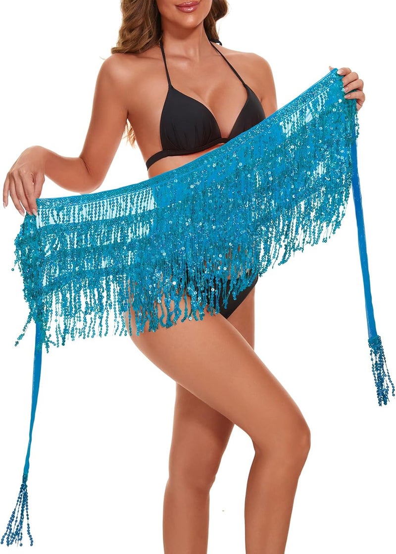 Durio Belly Dance Skirt Tassel Fringe Rave Skirt Party Sequin Tassel Skirt Belly Hip Scarf Festival Outfits for Women - Image 2